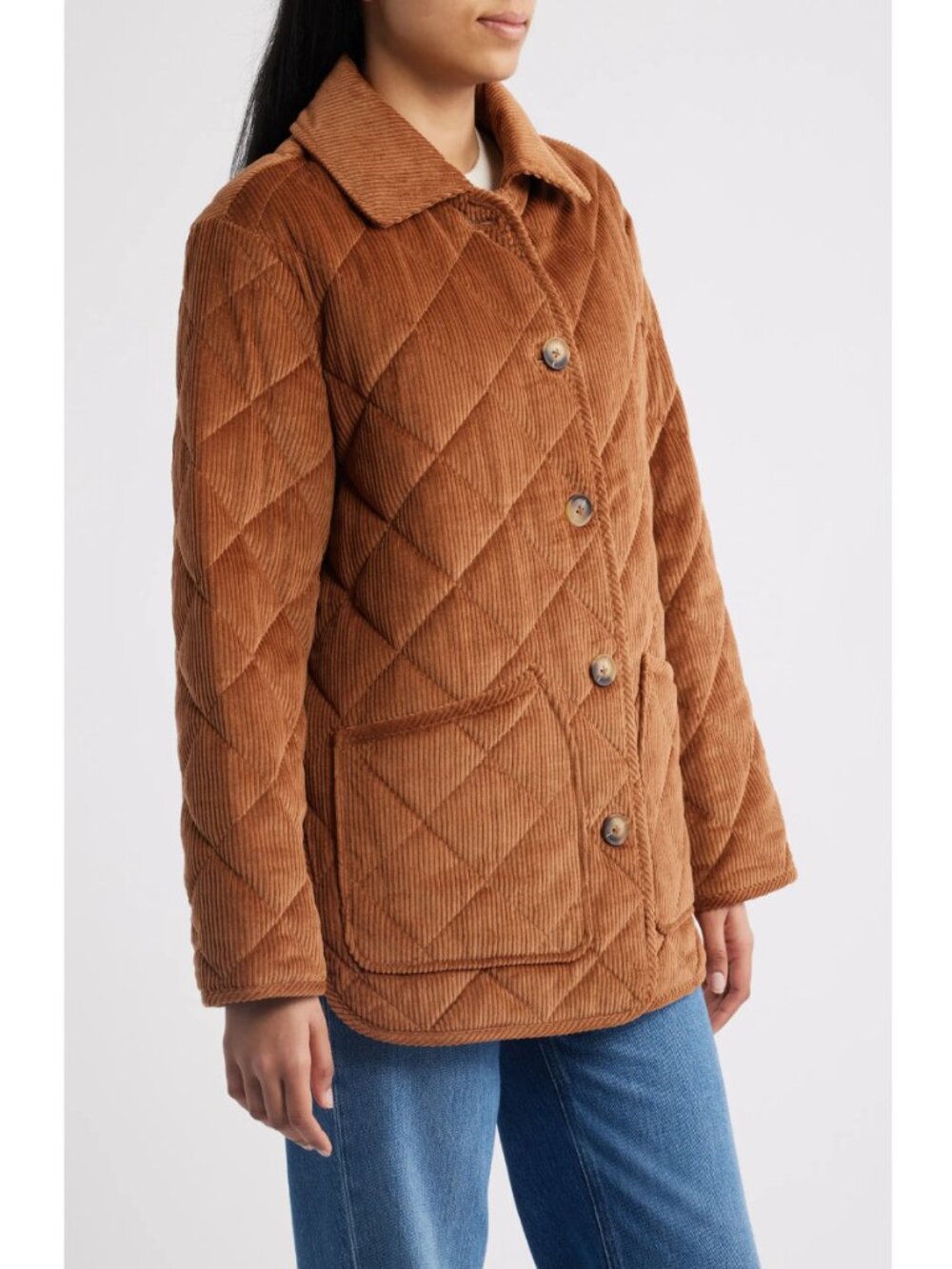 Bernardo Corduroy Quilted Jacket Cognac Barn Chore Coat Water Resistant NWT - Picture 3 of 6